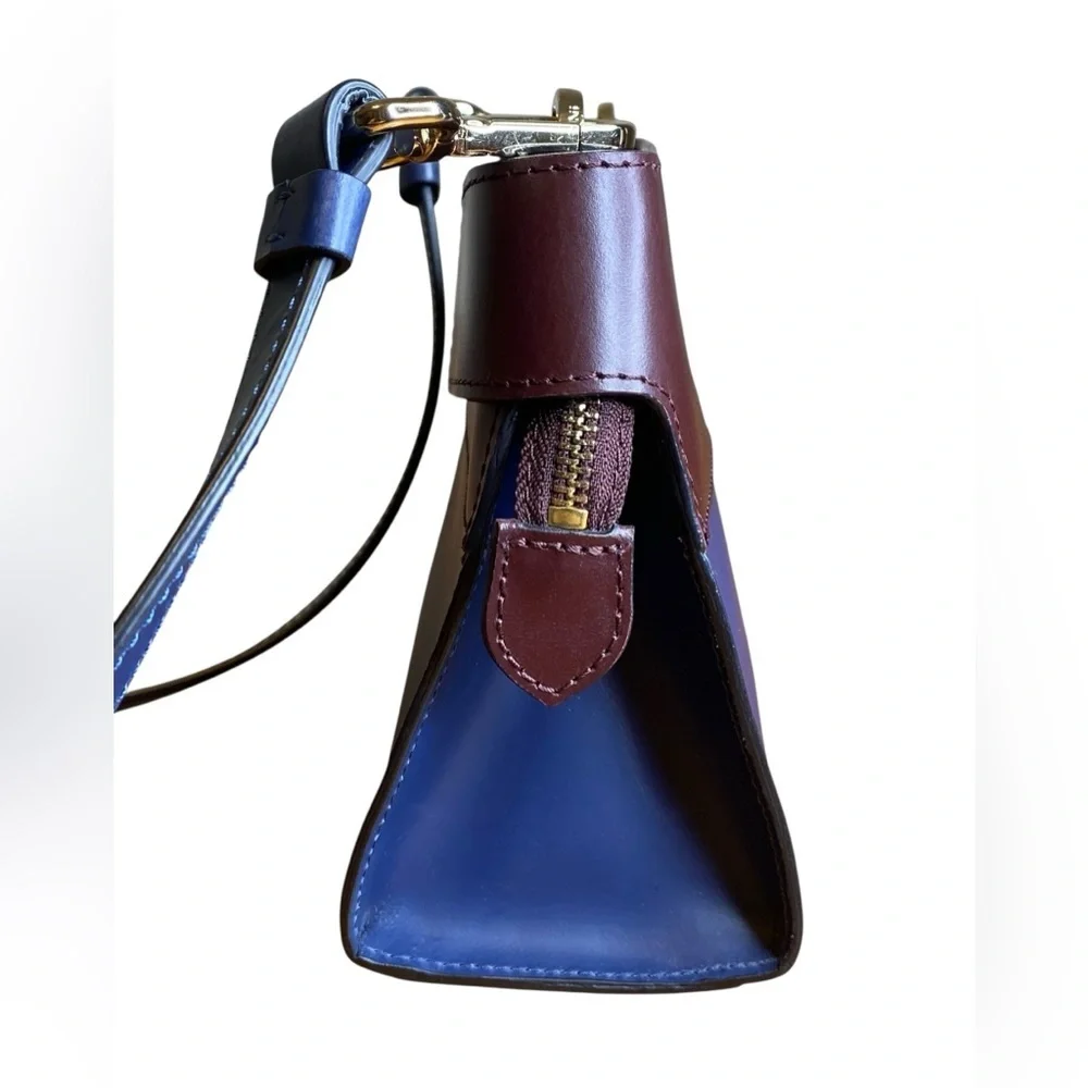 Pollini Brown & Blue Crossbody Satchel Bag